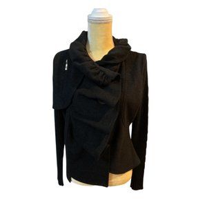Araso Short Jacket/ Cardigan Lined Black Pleated Front M